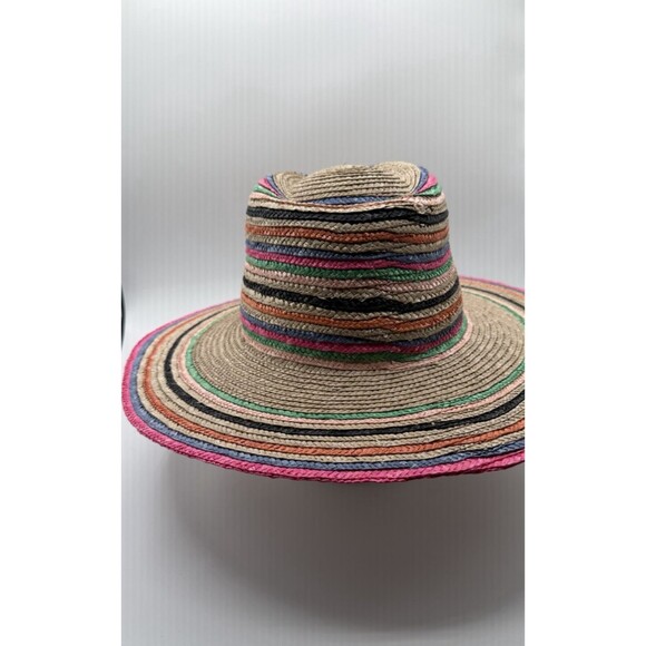 Brixton Straw Hat Rainbow Preppy Western Beach Vacation Summer Boho Large New